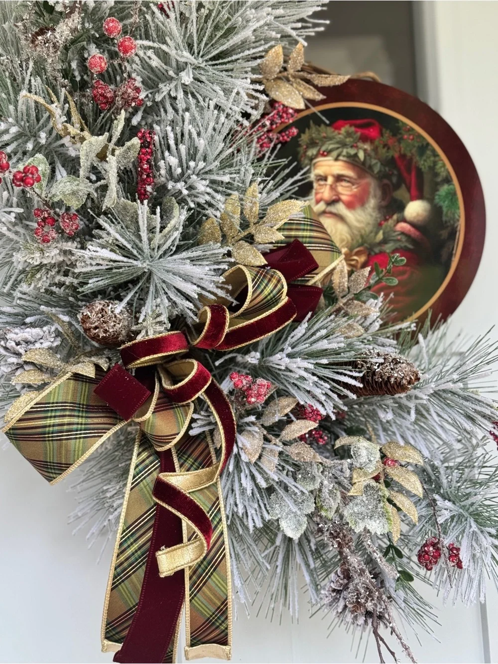 Vintage Santa Christmas Wreath